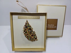 Large Dana Buchman Purple Brown Blue Green Rhinestones Goldtone Fall Leaf Pin 3" - Picture 1 of 6