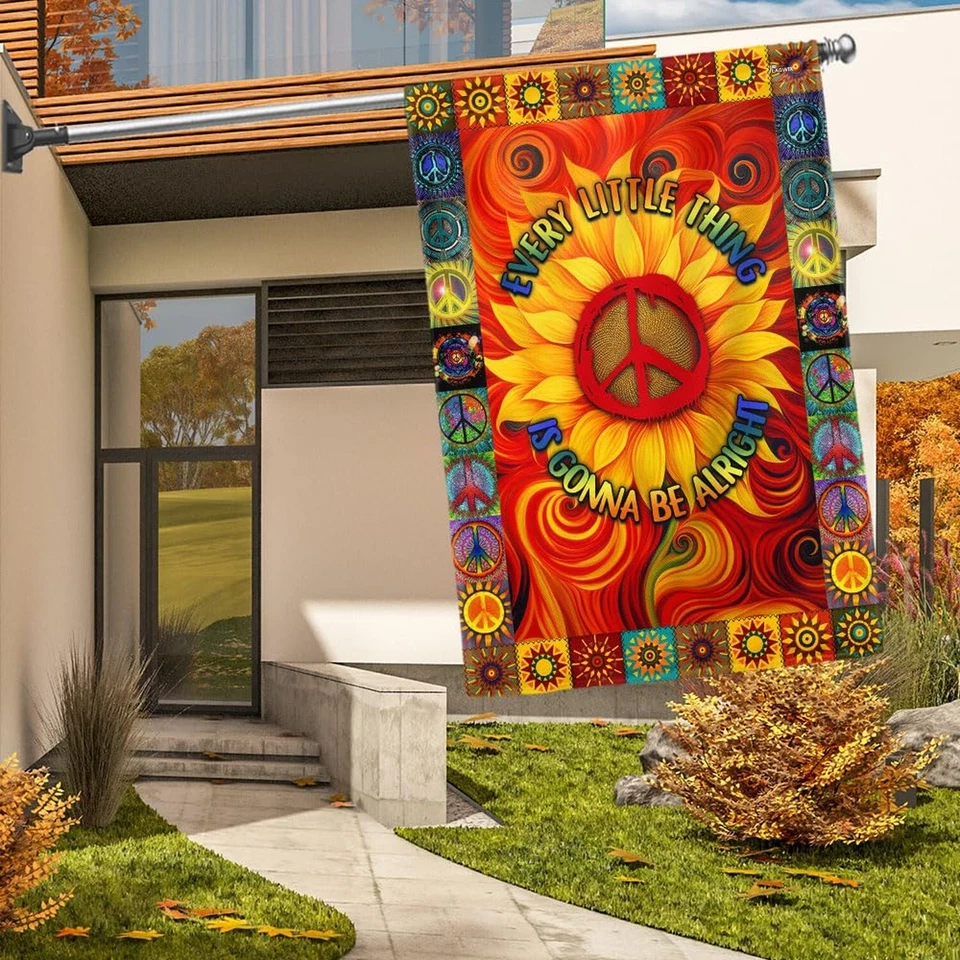 Banderas FLAGWIX - Hippie Every Little Thing Is Gonna Be Alright Bandera de girasol... Foto 1 de 4