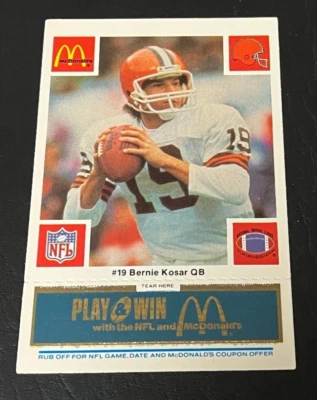 BERNIE KOSAR ROOKIE 1986 McDonald's Blue Tab Rookie Card CLEVELAND BROWNS RARE - Image 1 of 2
