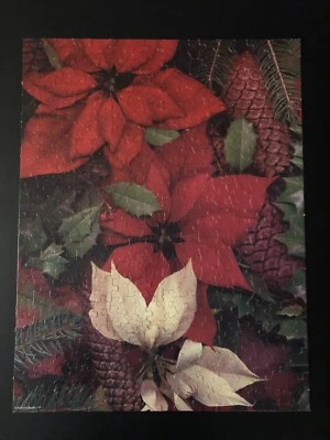 SPRINGBOK 350 Pc  Puzzle ‘ POINSETTIAS & PINE CONES’ Complete 2006 Preowned - Image 1 of 4