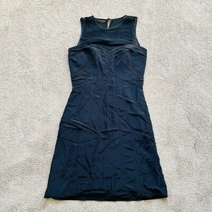 Karen Millen Black silk Sheer Shoulders midi  Dress UK 10 - Picture 1 of 11