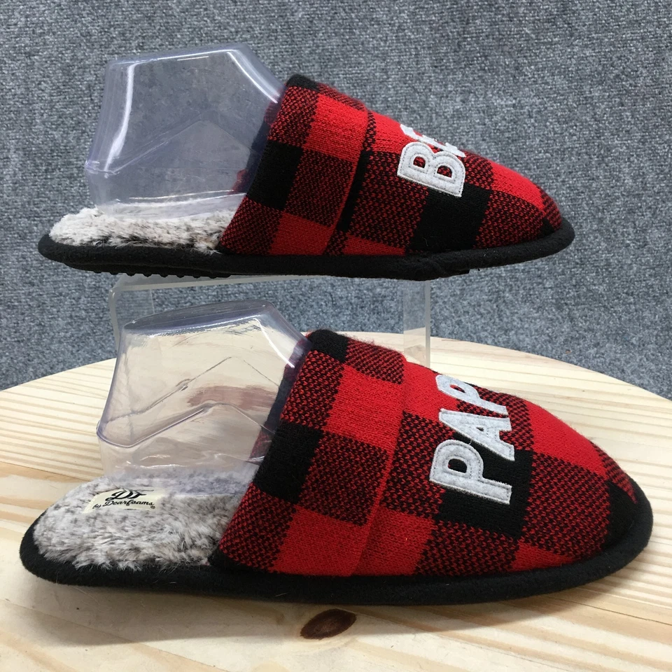 Тапочки мужские DF by Dearfoams 9-10 Mules разноцветные комфортные из искусственного меха папа медведь - Изображение 1 из 4