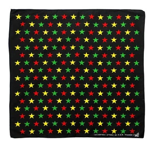 k091 - Schwarz Sterne Rot Grün Gelb Raggae Kopftuch Bandana Halstuch Tuch Sport - Bild 1 von 1