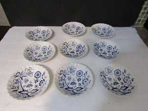 CLASSIC WHITE BLUE NORDIC Vintage J & G Meakin 9 Berry Dessert Bowls 5 1/4" - Picture 1 of 5