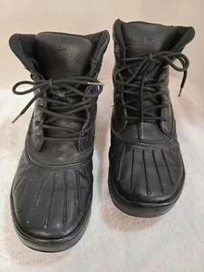 Nike Men's Triple Black Leather & Synthetic Mid High Sneakers Size 9.5 - Picture 1 of 8