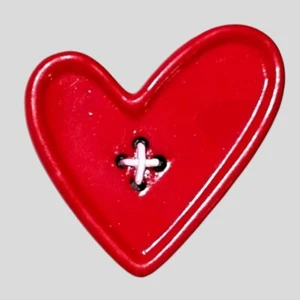 PIN CORAZÓN ROJO ESTILO BOTÓN SAN VALENTÍN SELLO 1989 VINTAGE  - Imagen 1 de 3