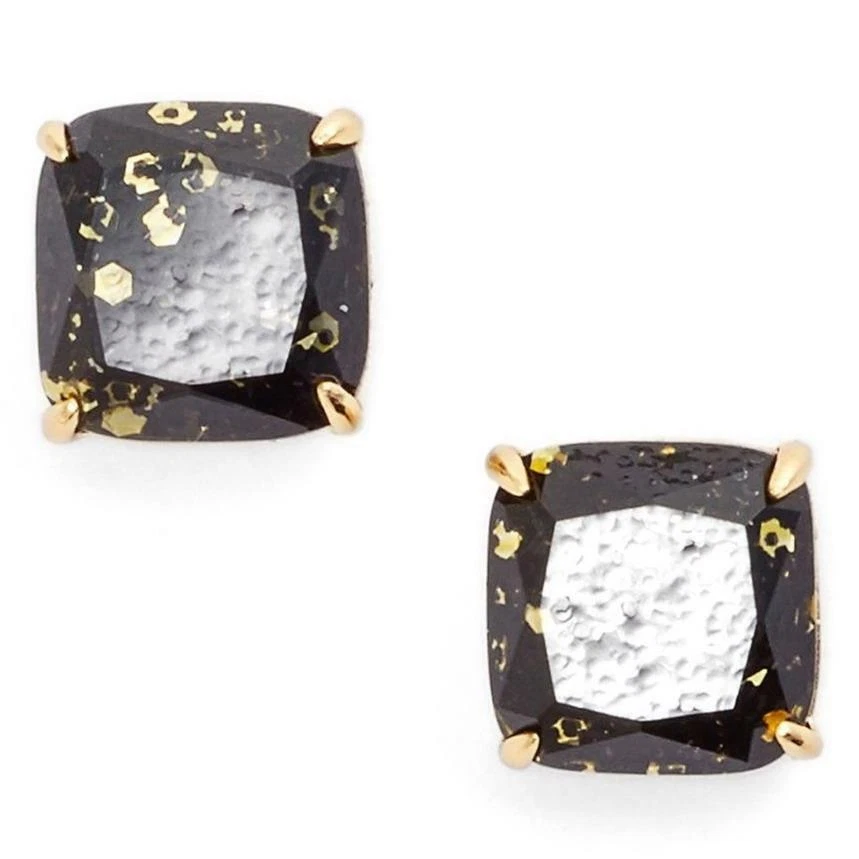 100 Authentic Kate Spade NY Small Glitter Black Square Gumdrop Earrings