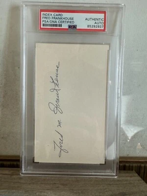 FRED FRANKHOUSE *PSA Certified Autographed index card*  BOSTON BRAVES - Image 1 of 2