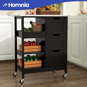 Kitchen Cart Rolling Dining Trolley 3-Tier Drawers Cabinet Storage Utility Racks - Picture 1 of 11
