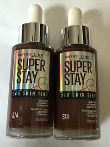 Maybelline New York Super Stay Up To 24H Skin Tint #374 Brown Vitamin C Lot of 2 - Picture 1 of 6