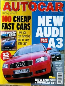 AUTOCAR MAGAZINE 26-MAR-03- Impreza STi 300, Mitsubishi Evo Vlll, Honda Accord - Picture 1 of 2