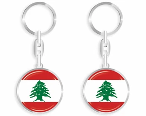 Libanon Schlüsselanhänger -Fahne Wappen  Edle Ausführung + Auto Aufkleber - Picture 1 of 7