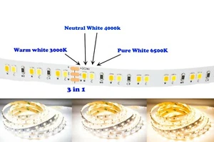 LEDUPDATES Warm Natural White LED Strip 3000K 6000K + CCT Controller + UL Power - Picture 1 of 12