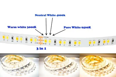 LEDUPDATES Warm Natural White LED Strip 3000K 6000K + CCT Controller + UL Power - Image 1 of 4