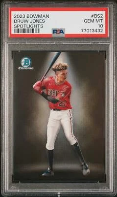 Graded 2023 Topps Bowman Druw Jones #BS2 Spotlights Rookie Baseball Card PSA 10 - Image 1 of 2
