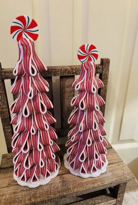 Nuevo juego de árbol de cinta a rayas de menta roja y verde Foto 1 de 4