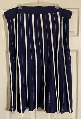 Dialogue Panel Skirt Womens Plus Sz 3X Blue White Elastic  A-Line Color-Blocked - Image 1 of 4