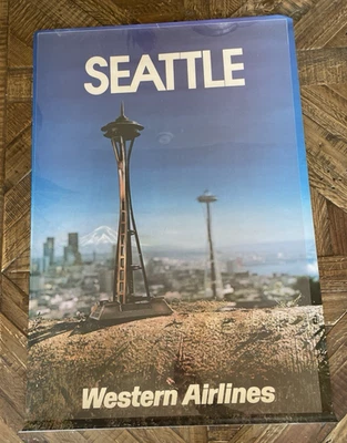 Western Airlines Seattle Vintage 38 x 25 poster only - Image 1 of 4
