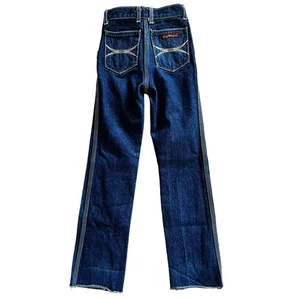 Vintage 80s Sergio Valente Cowboy Jeans 7 Boys Western Dark Wash Straight Rodeo - Picture 1 of 10