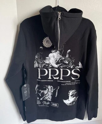 Prps Peace Heaven Earth Hoodie Mens Small Black Sweatshirt Pullover Sweater - Image 1 of 4