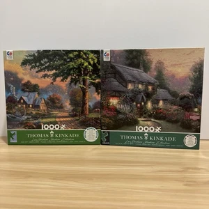 2 Thomas Kinkade Puzzles Simpler Times II & Julianne’s Cottage 1000 Pieces CEACO - Picture 1 of 20