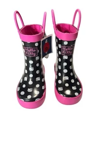 Hello Kitty Mädchen Regenstiefel zum Überziehen schwarz pink brandneu Größe 6 Mädchen - Bild 1 von 4