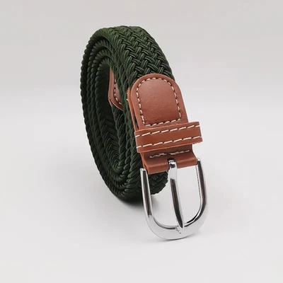 Cinturones de cuero de lona elástica de 100 cm para hombre mujer informales tejidos militares Foto 1 de 4