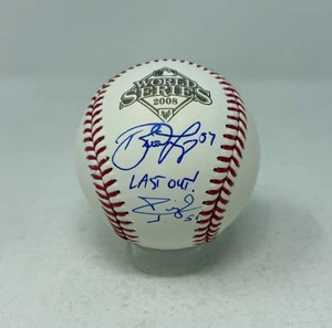 Brad Lidge and Carlos Ruiz Signed Rawlings 2008 World Series Baseball PSA 282 - Picture 1 of 4