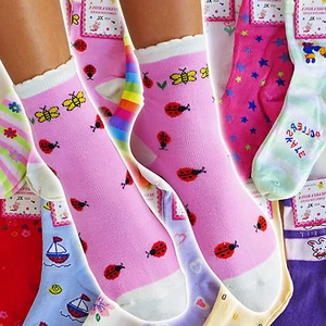 NEW 12 Pairs Size 1-14 S/M/L/XL KIDS/GIRLS Design Patterned Cute Crew Socks - Picture 1 of 16