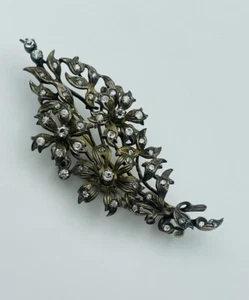 Broche de flor grande antiguo de pasta victoriana estrás plata esterlina - Imagen 1 de 9
