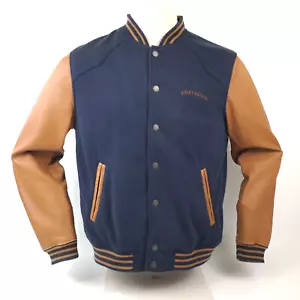 Chaqueta Chevignon talla M Sweat azul oscuro / cuero coñac cordero mangas de cuero - Imagen 1 de 11