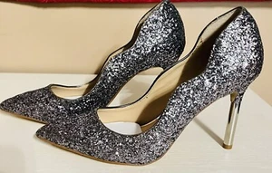 JEWEL BADGLEY MISCHKA Womens Riley II Stiletto Glitter Shiny Metal Heel Pumps 6 - Picture 1 of 10