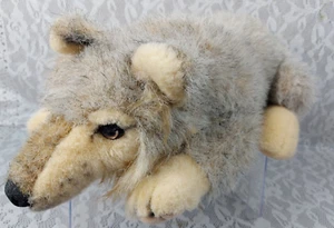 Fiesta Wolf Dog Realistic Laying Lying Grey Gray 16" Plush Stuffed Animal Toy - Picture 1 of 13