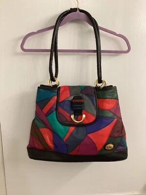 Bolso de Mano Grande Patchwork Cuero Vintage Grunge Punk Bruja Foto 1 de 4