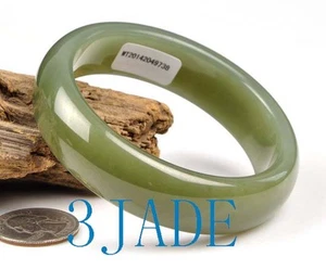 61mm Natural Hetian Nephrite Jade Bangle Bracelet w/ Certificate - Picture 1 of 9