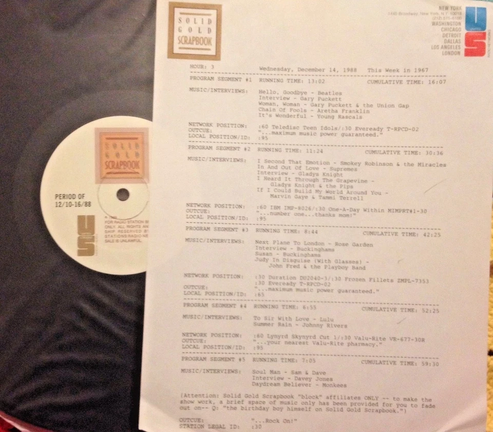 RADIO SHOW:12/14/88 THIS WK 67 GARY PUCKETT, MONKEES, JOHNNY RIVERS, BUCKINGHAMS - Image 1 of 1