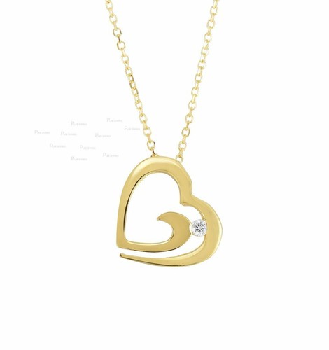 CHANEL Collana con ciondolo anniversario cuore a goccia diamante 0 03 ct. oro 14 kt