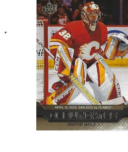 2023-24 Upper Deck Series 1 Dustin Wolf Debut Dates Gold Rookie Card DD-5