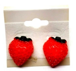 STRAWBERRY Stud Post Earrings Jewelry Set - Handmade USA  - Picture 1 of 1