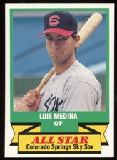 1989 CMC Team Issue Colorado Springs Sky Sox LUIS MEDINA RC INDIANS METS YANKEES