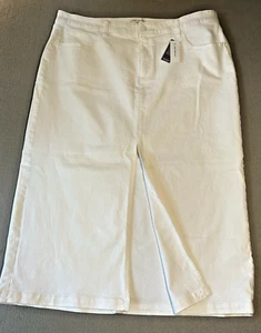 Lane Bryant Denim Skirt Women front slit white casual festival SIZE 22 - Picture 1 of 9