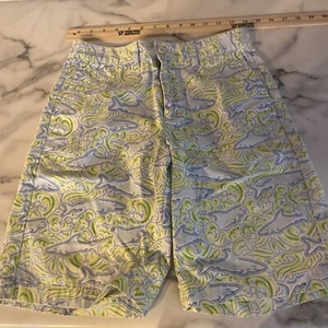 Boys Vineyard Vines Breaker Shorts Blue Green Sharks 16 - Picture 1 of 5