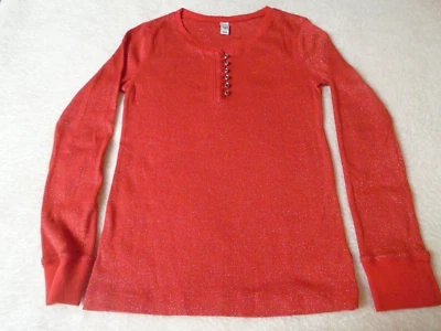 Old Navy Niñas Talla L 14 - Rojo/con Hilos de Plata y Estrás Manga Larga T Foto 1 de 4