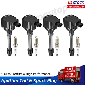 4X OEM Ignition Coil & Iridium Spark Plug For Honda Accord Civic CRV Acura UF781 - Picture 1 of 6