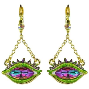 Kirks Folly Dreamy Dragon Eye Leverback Earrings Goldtone Fuchsia - Picture 1 of 3