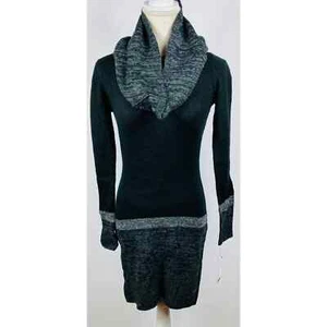 BCX Gray Black Sweater Dress with Matching Scarf Women's Size S NWT - Picture 1 of 7