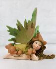 Figurine miniature de fée agenouillée paillettes ailes tachetées jardin de fées chalet 3"