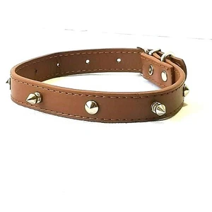 Cat, Dog Leather Collar with Spike Rivets Adjustable 16 " - Picture 1 of 23