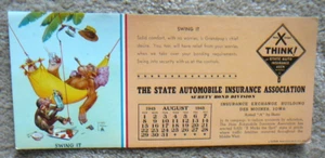 State Auto Insurance - August 1943 - Lawson Wood Illustrated INK BLOTTER CARD - Picture 1 of 4