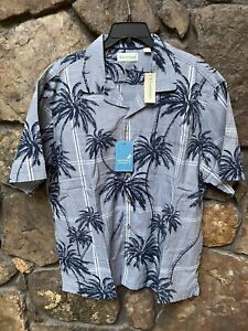 Caribbean Palm Print Short SLV Hawaiian Camp Shirt Mens L,XL Cotton NWT ST5WC951